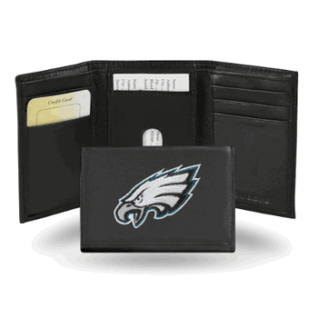 Philadelphia Eagles  Embroidered Genuine Leather Tri-fold Wallet 3.25