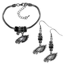 Philadelphia Eagles Euro Bead Earrings and Bracelet Set