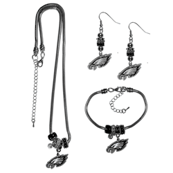 Philadelphia Eagles Euro Bead Jewelry 3 piece Set