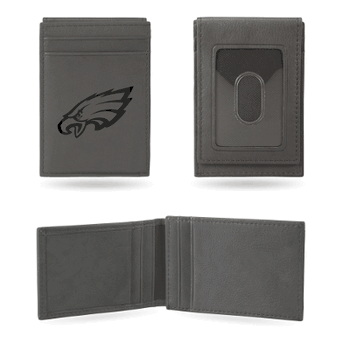 Philadelphia Eagles Gray Laser Engraved Front Pocket Wallet