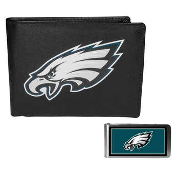 Philadelphia Eagles Leather Bi-fold Wallet & Color Money Clip