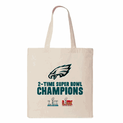 Philadelphia Eagles NFL 2025 Super Bowl LIX Multi Champ Overtime Canvas Tote 14X15 Inches