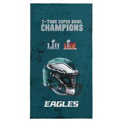 Philadelphia Eagles NFL 2025 Super Bowl LIX Multi Champ Unstoppable Beach Towel 30X60 Inches