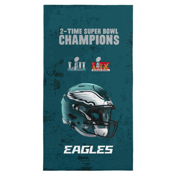 Philadelphia Eagles NFL 2025 Super Bowl LIX Multi Champ Unstoppable Beach Towel 30X60 Inches