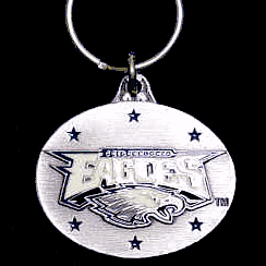 Philadelphia Eagles Oval Carved Metal Key Chain