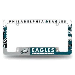 Philadelphia Eagles Primary 12" x 6" Chrome All Over Automotive License Plate Frame for Car/Truck/SUV