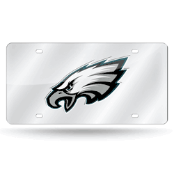Philadelphia Eagles Silver 12" x 6" Silver Laser Cut Tag For Car/Truck/SUV
