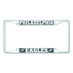 Philadelphia Eagles White Metal License Plate Frame - 6.25"x12.25"