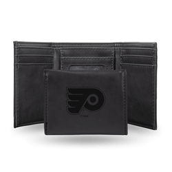 Philadelphia Flyers Black Laser Engraved Faux Leather Trifold