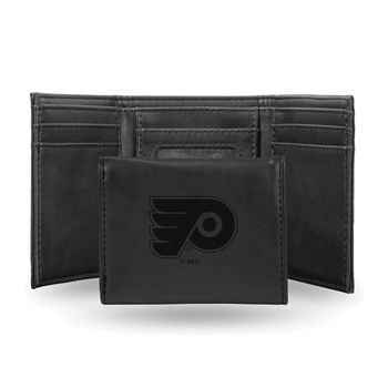 Philadelphia Flyers Black Laser Engraved Faux Leather Trifold