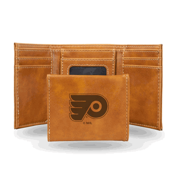 Philadelphia Flyers Brown Laser Engraved Faux Leather Trifold
