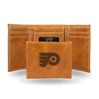 Philadelphia Flyers Brown Laser Engraved Tri-Fold Wallet