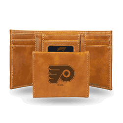 Philadelphia Flyers Brown Laser Engraved Tri-Fold Wallet