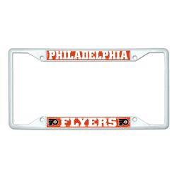 Philadelphia Flyers White Metal License Plate Frame - 6.25"x12.25"