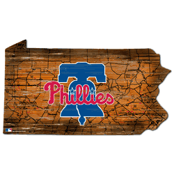 Philadelphia Phillies 24in. Distressed State w/Logo Sign