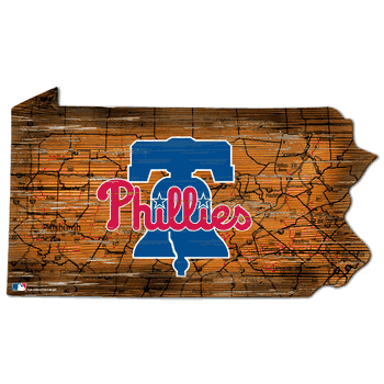 Philadelphia Phillies 24in. Distressed State w/Logo Sign