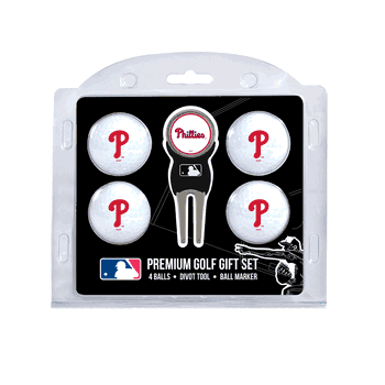 Philadelphia Phillies 4 Ball Gift Set + Divot Tool & Marker