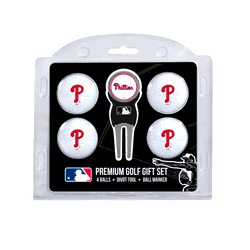 Philadelphia Phillies 4 Ball Gift Set + Divot Tool & Marker