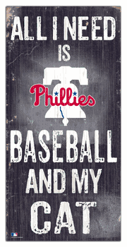 Philadelphia Phillies Baseball and My Cat 6x12 Sign