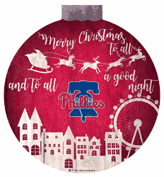 Philadelphia Phillies Christmas Village 12in Wall Art