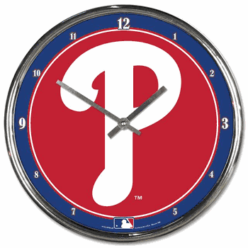 Philadelphia Phillies Clock Round Wall Style Chrome