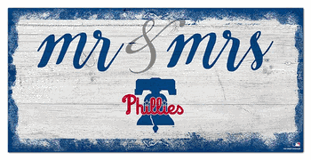 Philadelphia Phillies Script Mr & Mrs 6x12 Sign