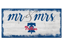 Philadelphia Phillies Script Mr & Mrs 6x12 Sign