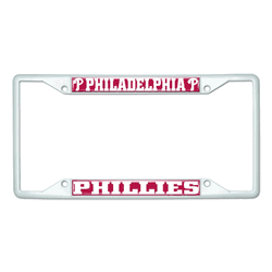 Philadelphia Phillies White Metal License Plate Frame - 6.25"x12.25"