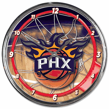 Phoenix Suns Clock Round Wall Style Chrome