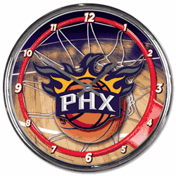 Phoenix Suns Clock Round Wall Style Chrome