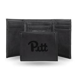 Pitt Panthers Black Laser Engraved Faux Leather Trifold