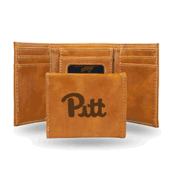 Pitt Panthers Brown Laser Engraved Tri-Fold Wallet