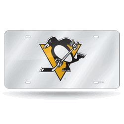 Pittsburgh Penguins  12" x 6" Silver Laser Cut Tag For Car/Truck/SUV