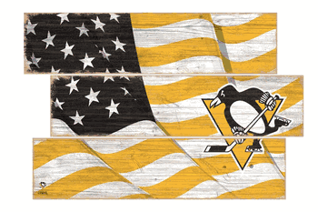 Pittsburgh Penguins American Flag 3 Plank
