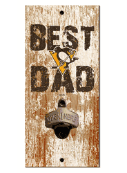 Pittsburgh Penguins Best Dad Bottle Opener   Wood Sign