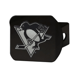 Pittsburgh Penguins Black Metal Hitch Cover with Metal Chrome 3D Emblem