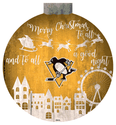 Pittsburgh Penguins Christmas Village 12in Wall Art