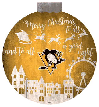 Pittsburgh Penguins Christmas Village 12in Wall Art