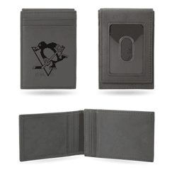 Pittsburgh Penguins Gray Laser Engraved Front Pocket Wallet