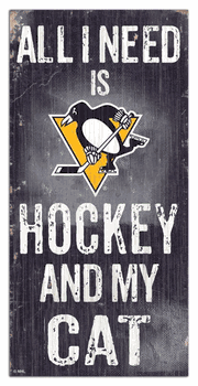 Pittsburgh Penguins Hockey and My Cat 6x12 Sign