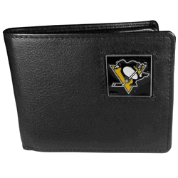 Pittsburgh Penguins Leather Bi-fold Wallet Packaged in Gift Box