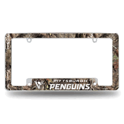 Pittsburgh Penguins Mossy Oak 12" x 6" Chrome All Over Automotive License Plate Frame