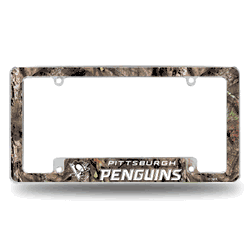 Pittsburgh Penguins Mossy Oak 12" x 6" Chrome All Over Automotive License Plate Frame for Car/Truck/SUV
