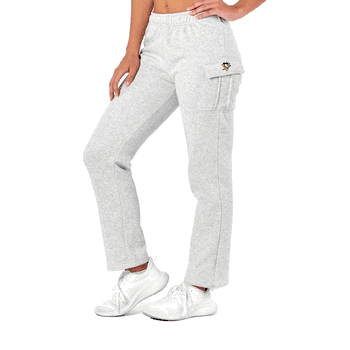 Pittsburgh Penguins NHL Kadi Cargo Straight Fleece Pants Heather Grey Large