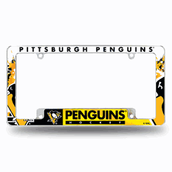 Pittsburgh Penguins Primary 12" x 6" Chrome All Over Automotive License Plate Frame for Car/Truck/SUV