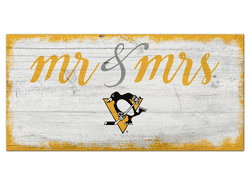 Pittsburgh Penguins Script Mr & Mrs 6x12 Sign