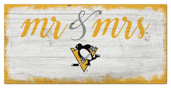 Pittsburgh Penguins Script Mr & Mrs 6x12 Sign