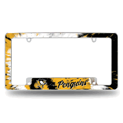 Pittsburgh Penguins Tie Dye 12" x 6" Chrome All Over Automotive License Plate Frame