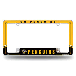 Pittsburgh Penguins Two-Tone 12" x 6" Chrome All Over Automotive License Plate Frame