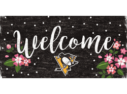 Pittsburgh Penguins Welcome Floral 6x12 Sign